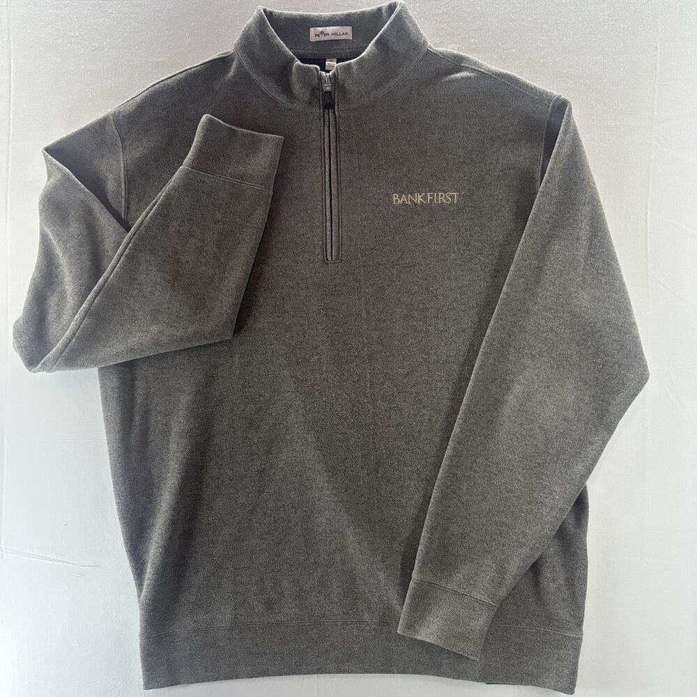 Peter Millar Arnie Fleece Crown Comfort Pullover Size XL Gray Quarter Zip Men’s
